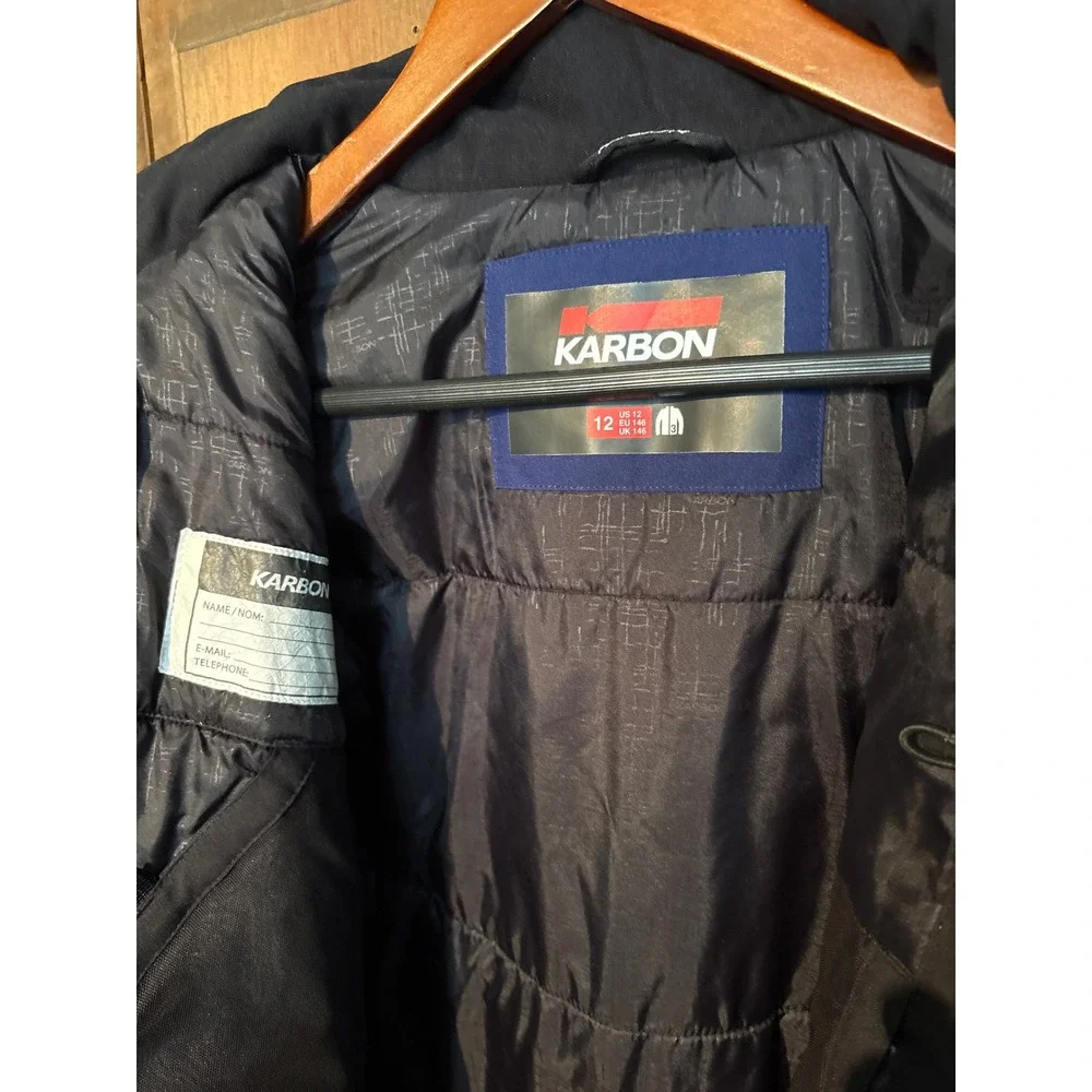 Karbon Kids Blue‎ Colorblock Ski Jacket Size 12 Waterproof Winter Snow Coat